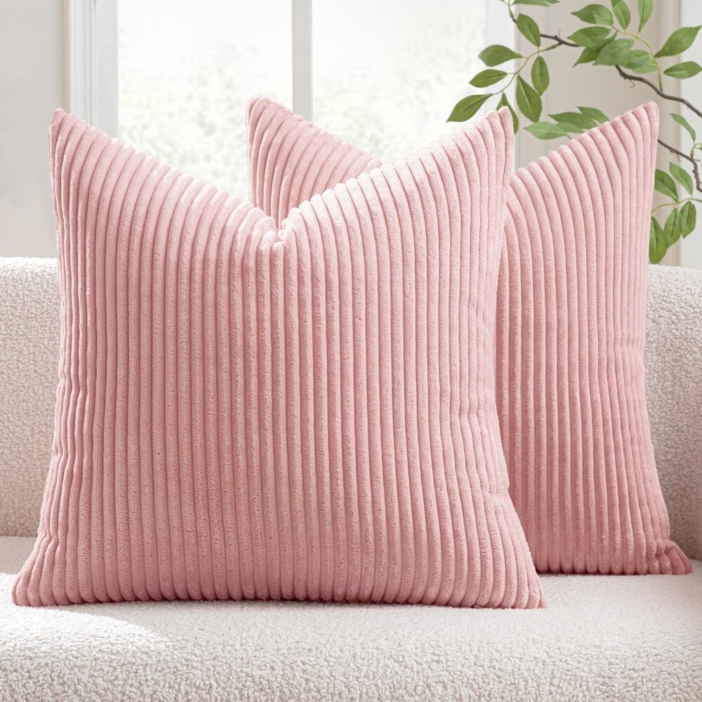 🆕 Corduroy Soft Soild Decorative Square Throw Pillow Covers Valentine Set Sofa